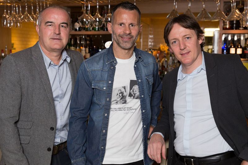 Ryan Giggs with his friends and co-owners Kelvin Gregory and Bernie Taylor